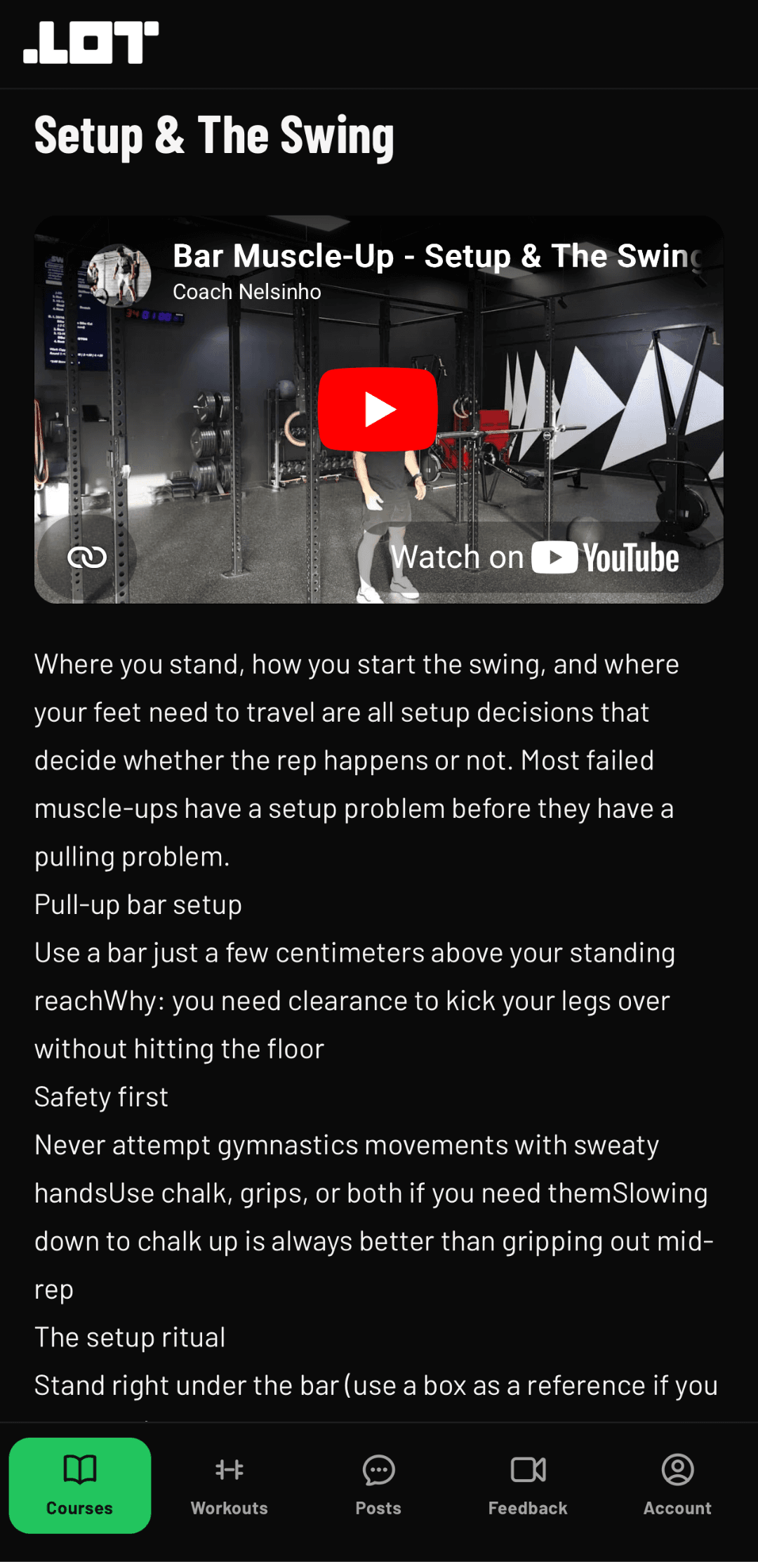 Lesson — Bar Muscle-Up setup